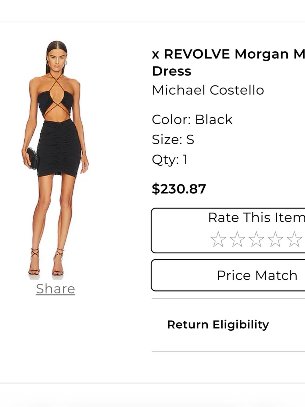 Michael Costello Black Strappy Cutout Mini Dress